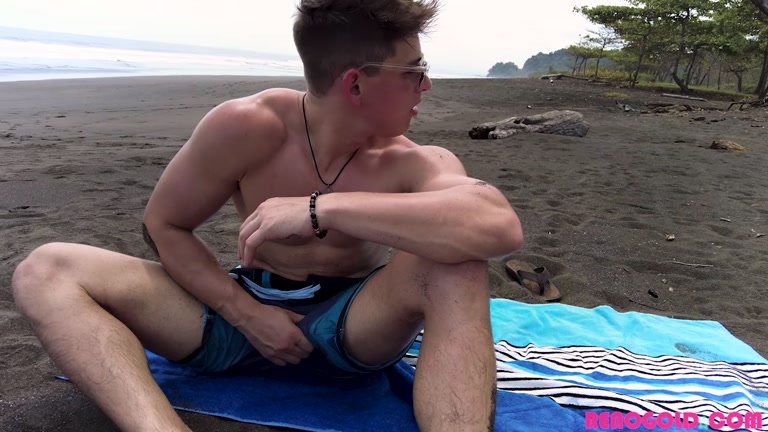 Does This Blond Jock Stroke Off on the Beach?